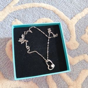 925 Silver Heart Shape Rhinestone Necklace